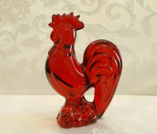 Nib Baccarat Red Crystal Zodiaque Rooster Figurine,  4 1/2 " Tall,  Made In France