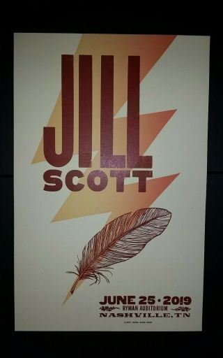 Jill Scott Ryman 2019 Hatch Show Print Nashville Concert Tour Poster Golden