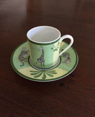 Authentic Hermes Demitasse/ Espresso Cup & Saucer Africa Green’