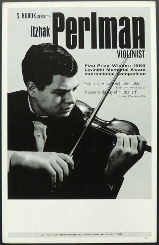Triton Offers Classical Tour Poster Itzhak Perlman Circa 1960 