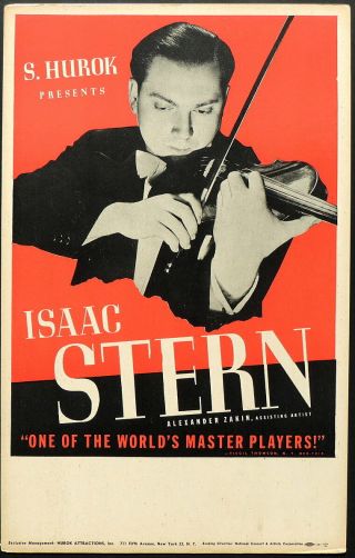 Triton Offers Classical Tour Poster Isaac Stern Circa 1940s
