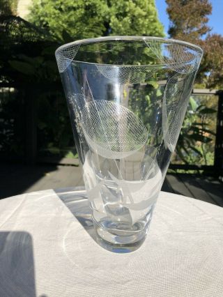 Kosta Boda Etched Engraved Art Glass Vase By Vicke Lindstrand Lg 137
