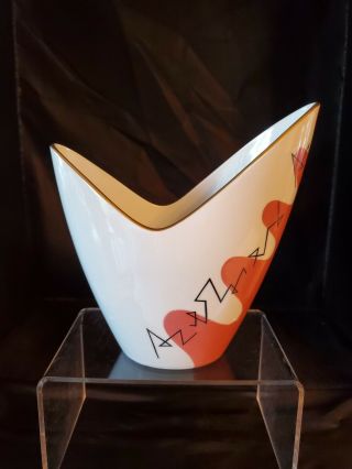 Vintage Noritake Nippon Toki Kaisha Mid Century Vase - Pink Black White - Rare