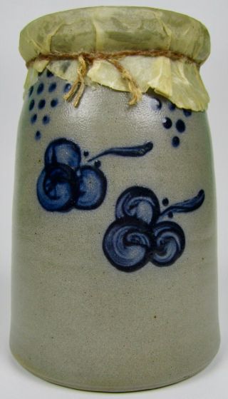 Rare Rowe Pottery Blue Salt Glazed 8 " Crock Jar Vase Canister 1992