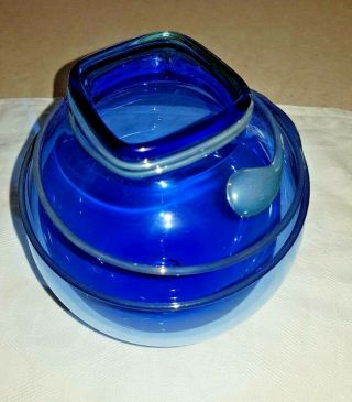 Stunning Blue Art Glass Vase Signed By The Late Tricia Allen