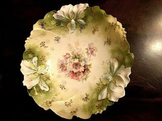 C.  1900 Rs Prussia Iris Variation Steeple Mold Bowl 9.  25 " Perfect - Gold Trim