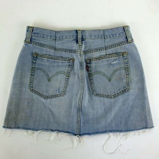 Miranda Lambert LEVI ' S Light Blue Denim Distressed Fray Bottom Skirt Size 30 2