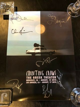 Counting Crows Concert Poster Signed 8.  15.  2014 Berkeley,  Ca - - Greek Theater