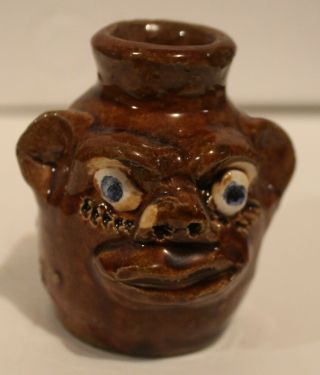 Marie Rogers Bottle Mini Face Jug Folk Art Pottery