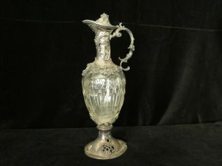 Antique/vintage Victorian Wine Decanter/pitcher With Pewter Spout