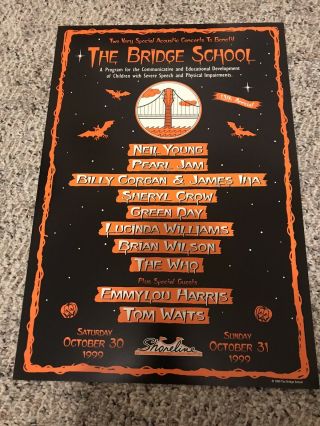 Neil Young Pearl Jam Poster Bridge School Halloween 1999