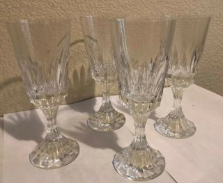 Set Of 4 Baccarat France D’assas Pattern Crystal 7” Wine Glasses Glass Stemware