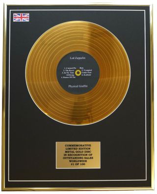 Led Zeppelin - Physical Graffiti Metal Gold Record Display Commemorative Ltd Ed