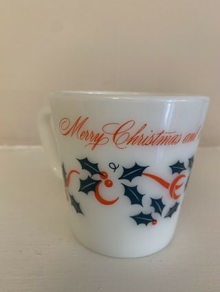 Vintage Pyrex Glass Merry Christmas Happy Year Coffee Mug