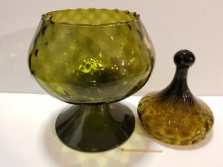 Vintage1960s Empoli glass apothecary jar lid olive Italy Murano 25cm art studio 7
