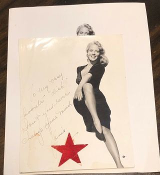 Janis Carter Signed Clipped Photo To Gay Friend Plus 8x10 Photo Unsigned Actress