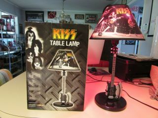 Extremely Rare Hard To Find Signatures Network Kiss Guitar 20 " Table Lamp W/box