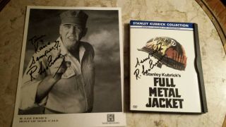 Authentic R Lee Ermey Autographed 8x10 History C Photo & Full Metal Jacket Dvd