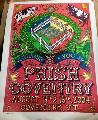 Phish Limited Edition Coventry Poster.  Signed By Jim Pollock 3746/11,  000