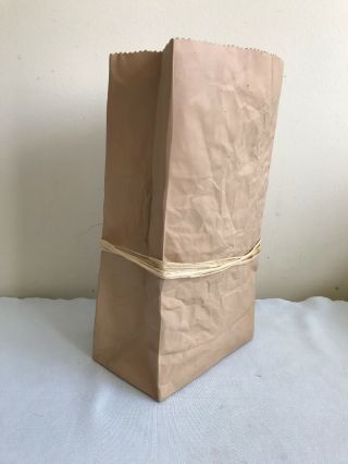 Michael Harvey Craft Pottery Brown Paper Bag Vase 14 - 12.  5” Tall 6