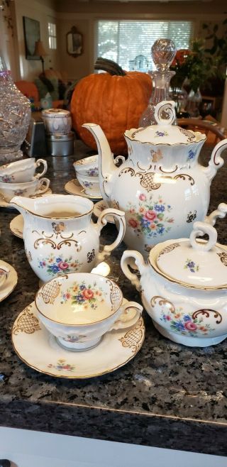 Vintage Mitterteich Bavaria Tea Set For 12 Floral