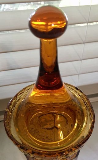Vintage Mid Century Stelvia Empoli Italian Amber Art Glass 14” Apothecary Jar 3