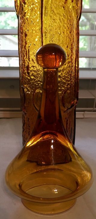 Vintage Mid Century Stelvia Empoli Italian Amber Art Glass 14” Apothecary Jar 5