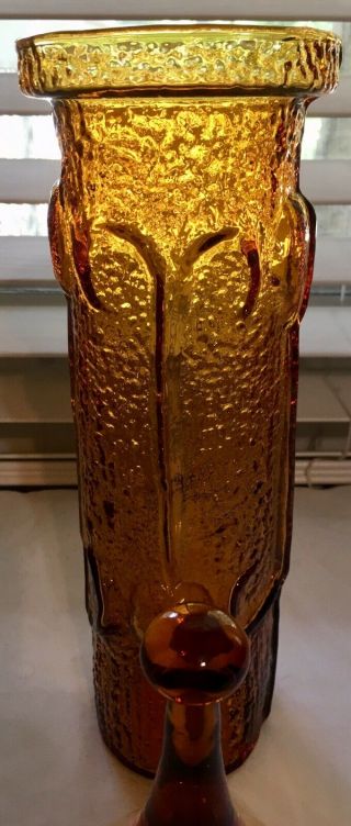 Vintage Mid Century Stelvia Empoli Italian Amber Art Glass 14” Apothecary Jar 6