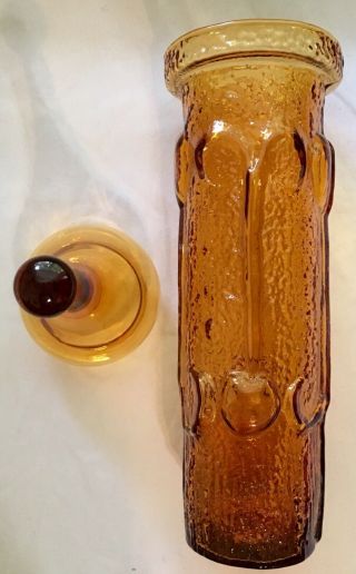 Vintage Mid Century Stelvia Empoli Italian Amber Art Glass 14” Apothecary Jar 8