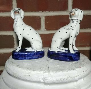 Antique Pair Staffordshire Dalmatian Dog Figurines