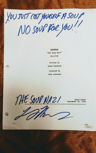 Larry Thomas Autographed Signed Seinfeld Script The Soup Nazi Jsa