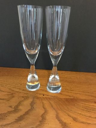 Holmegaard Denmark Princess Fluted Champagne Glass Bent Severin Pair
