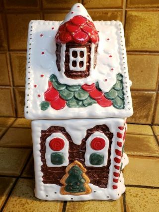 R.  H.  Macy Co 1994 Vintage Ceramic Gingerbread House Christmas Cookie Jar 3