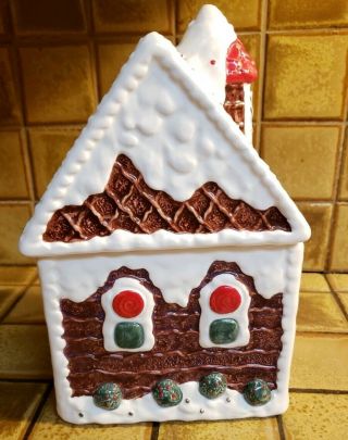 R.  H.  Macy Co 1994 Vintage Ceramic Gingerbread House Christmas Cookie Jar 4