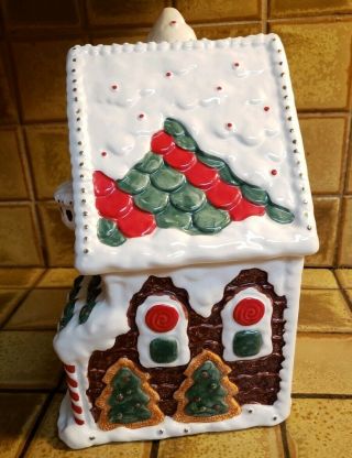 R.  H.  Macy Co 1994 Vintage Ceramic Gingerbread House Christmas Cookie Jar 5