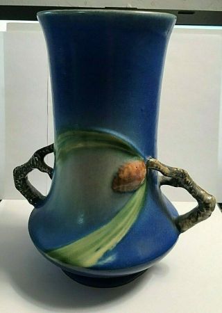 Antique Roseville Blue Pinecone Art Pottery 842 - 8 Vase
