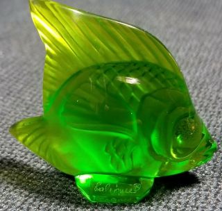 Lalique France Crystal Emerald Green Fish 3