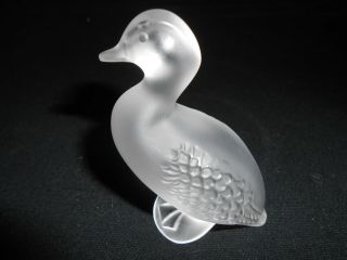 Lalique Crystal Glass Duck,  Signed,