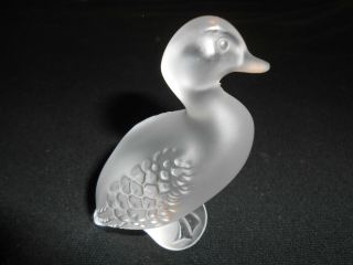LALIQUE CRYSTAL GLASS DUCK,  SIGNED, 2