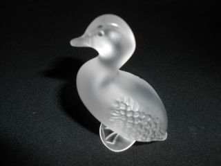 LALIQUE CRYSTAL GLASS DUCK,  SIGNED, 5