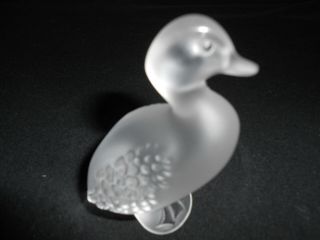 LALIQUE CRYSTAL GLASS DUCK,  SIGNED, 7