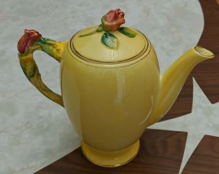 Vintage Royal Winton Grimwades Rosebud Yellow Lidded Coffee Pot 1940s