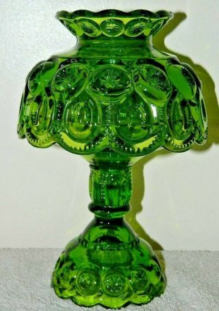 Rare Large Green Glass 3 Piece Moon & Stars Fairy Tea Lamp Light Candle Holder
