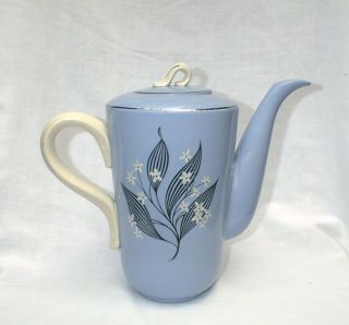 Homer Laughlin Jubilee Skytone Stardust Blue And Floral Spray 6 Cup Coffee Pot