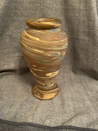 Antique Niloak Art Pottery Mission Swirl Arts & Crafts Vase 9”,
