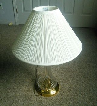 Waterford Cut Crystal And Brass Table Lamp W/shade