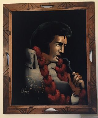 20x24 Vintage Framed And Signed Velvet Elvis Painting