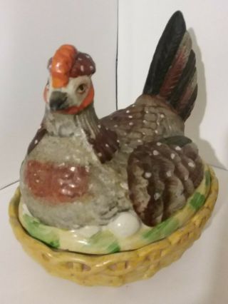 Antique Staffordshire Porcelain/Stoneware Hen/Chicken on Nest Circa 1890 ' s - 1900s 3