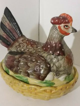Antique Staffordshire Porcelain/Stoneware Hen/Chicken on Nest Circa 1890 ' s - 1900s 4