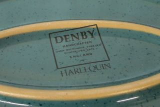 Denby Harlequin 2.  5 Quart Blue,  Green,  Red Oval Covered Casserole 4